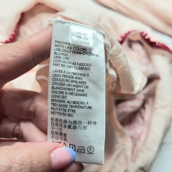 Free People My Love Mini Dress Long Sleeve Pink Red Boho Floral V Neck XS - Picture 10 of 10